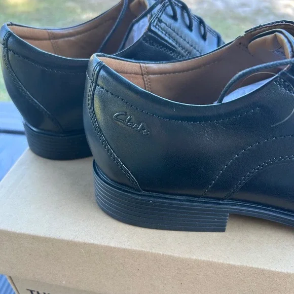 Clarks Collection Whiddon Cap Black Leather Dress Shoes Men 11M Oxford US New - Picture 6 of 9
